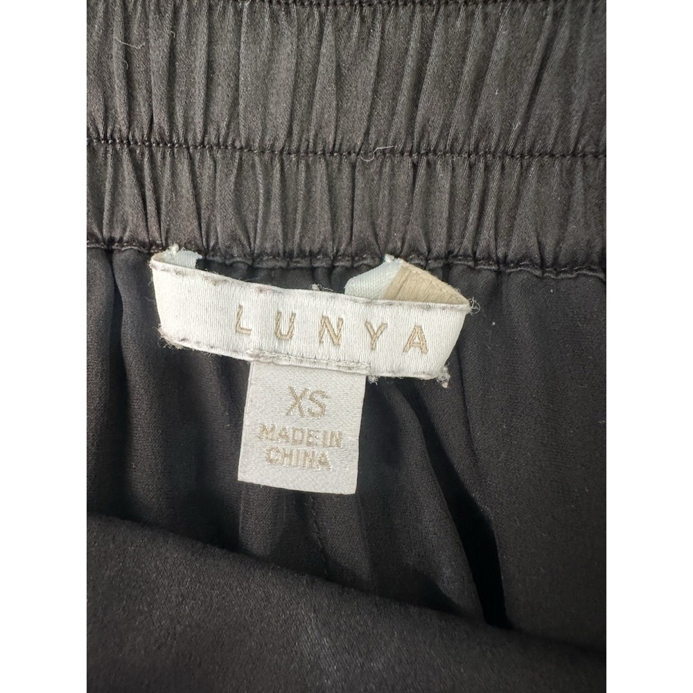 Lunya Washable Silk Crop Pants Wide Leg Black Womens Sz XS Lounge Pajamas - Picture 8 of 8